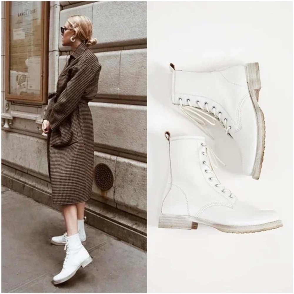 Women's Veronica White Lace-Up Boots